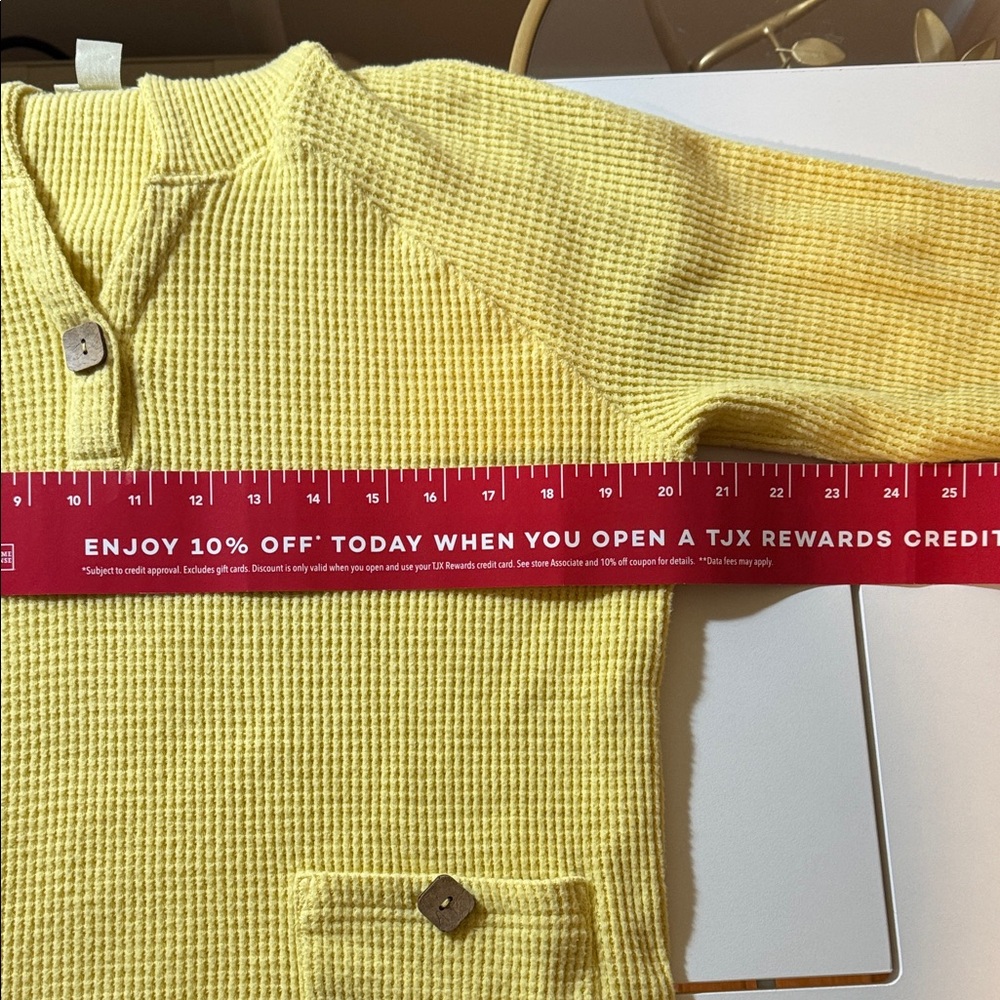 Super soft & cozy sunny yellow waffle-weave pullover hooded top, PM, Appleseed’s